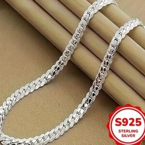 925 Sterling Silver 20' Necklace  Herringbone Style.
